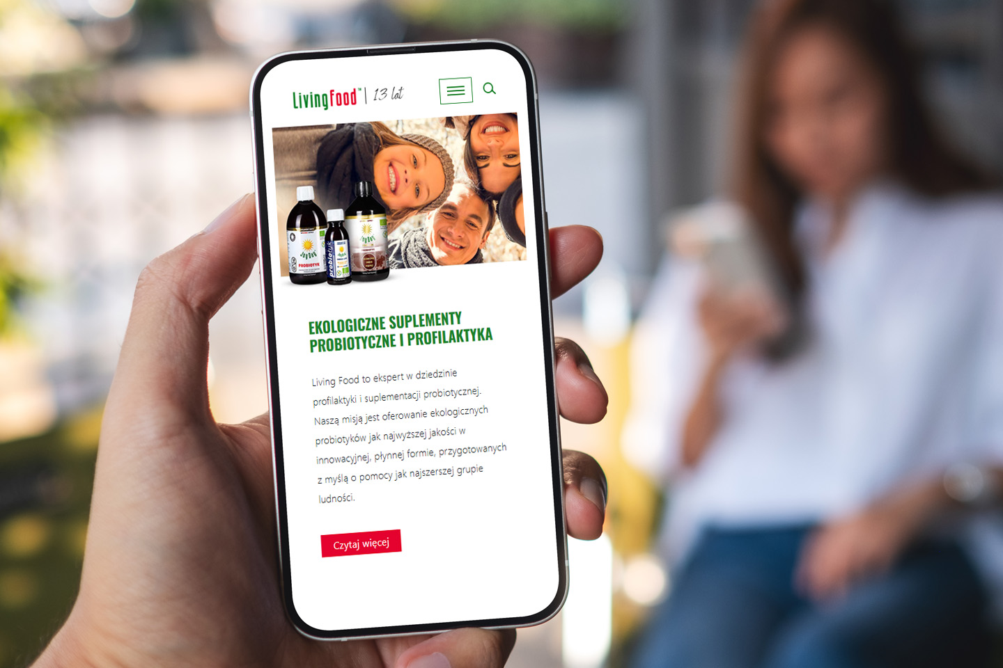 mobilna wersja strony Living Food